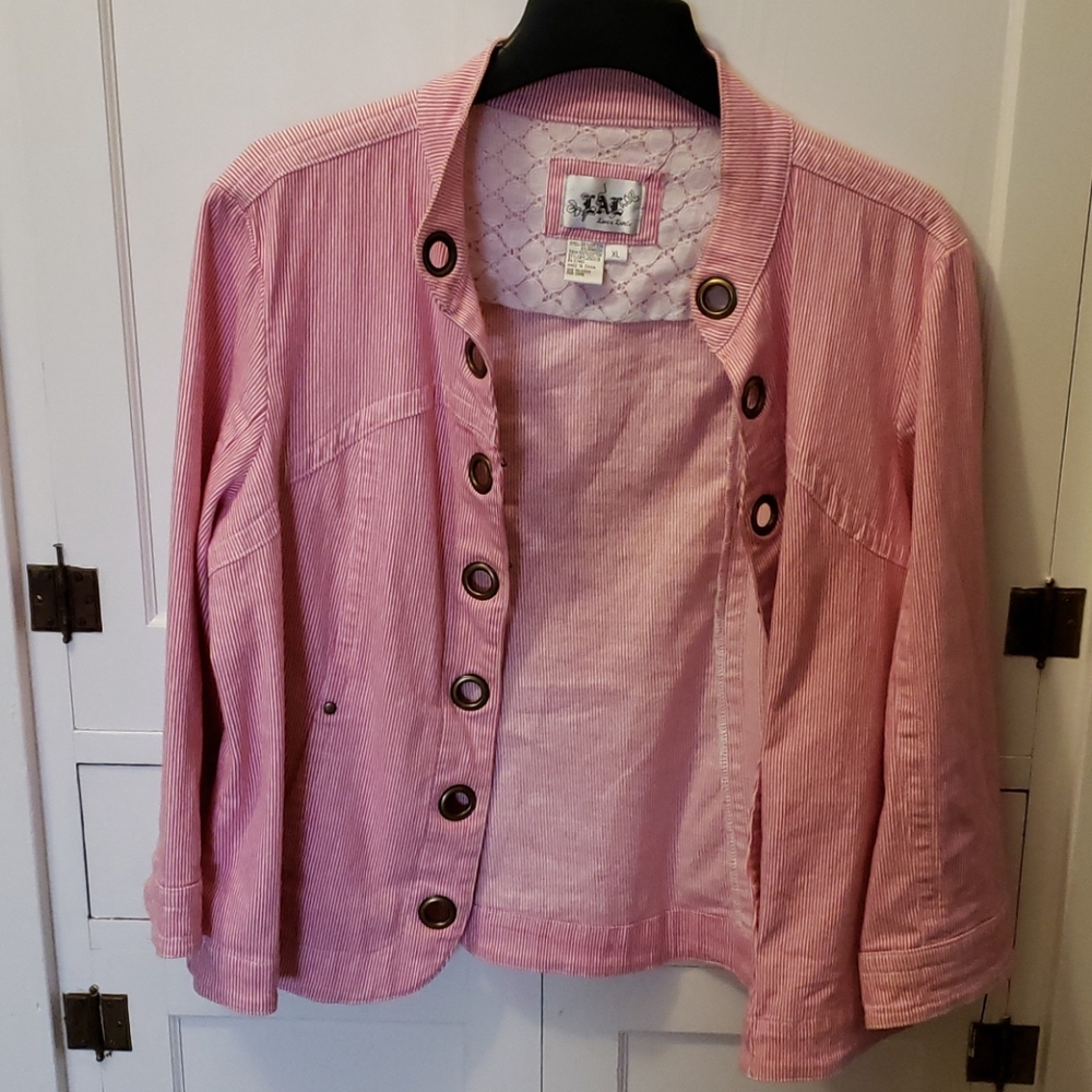 Women's red and white striped jacket